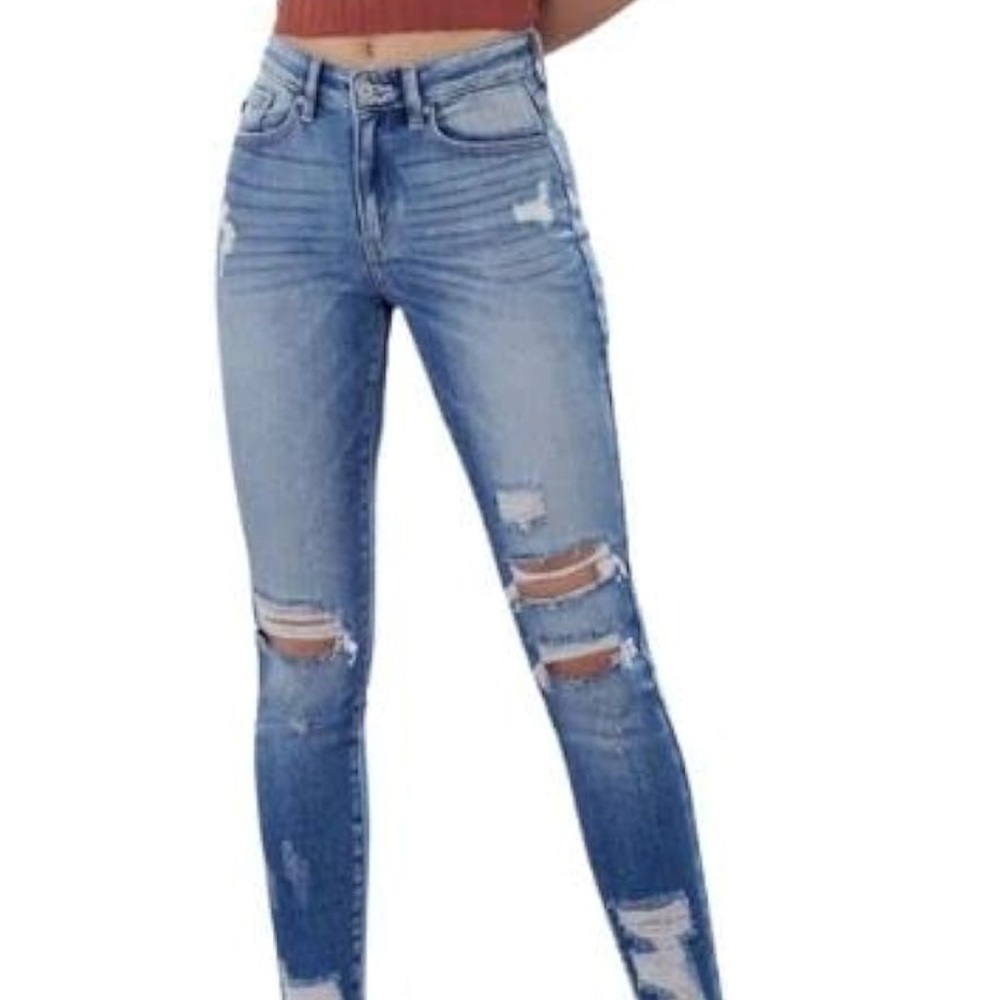 Women's Kancan Distressed Blue Jeans